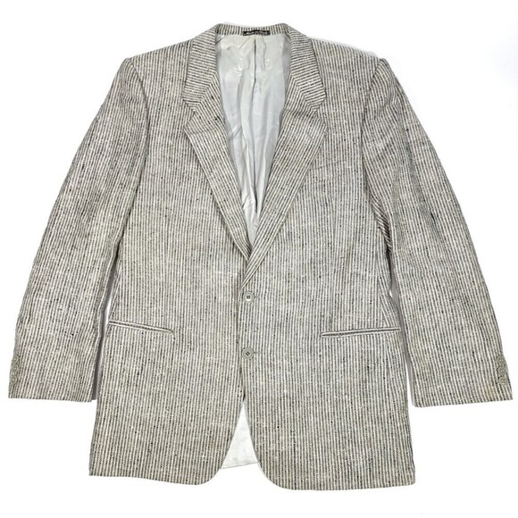 Giorgio Armani Silk Wool Tweed Herringbone Blazer Coat Old Money Quiet Luxury - Picture 1 of 12